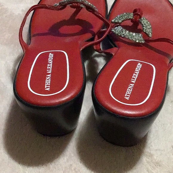 “NEW” Athena Alexander Red and Rhinestone Sandals. - Picture 4 of 7